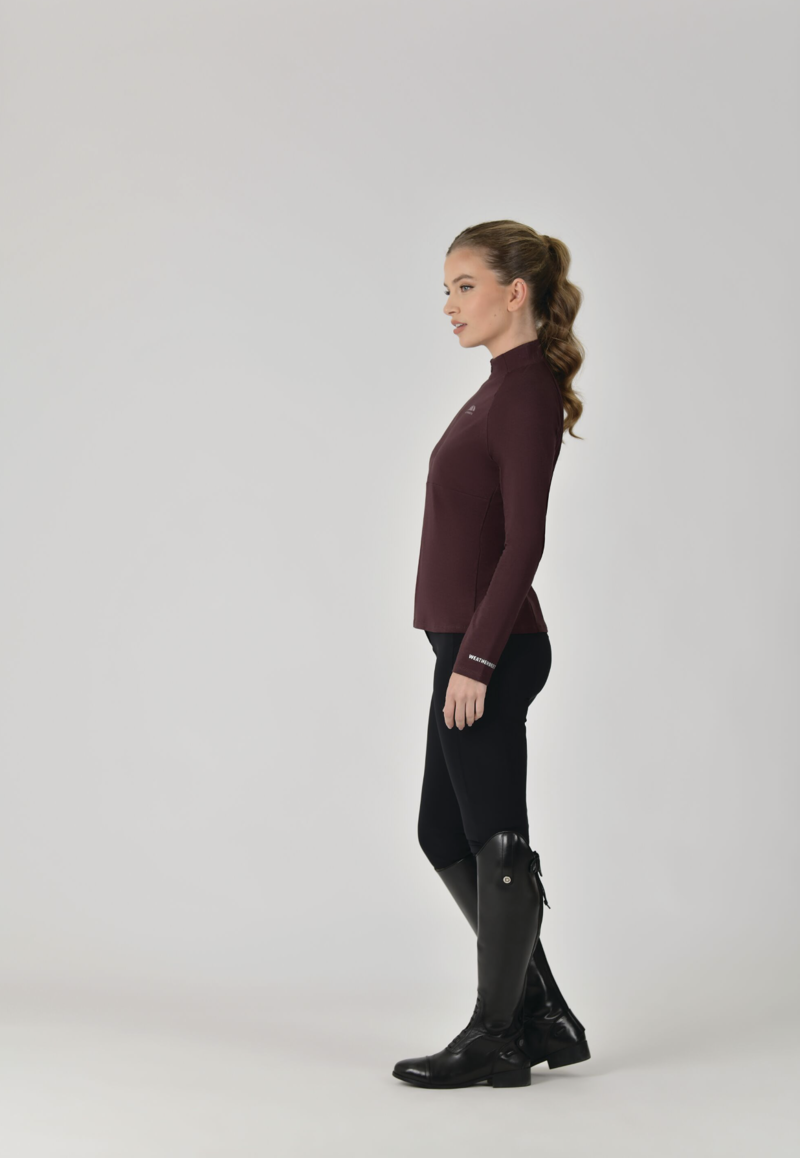 Weatherbeeta Ladies Bamboo Long Sleeve Performance Base Layer Mulberry-1