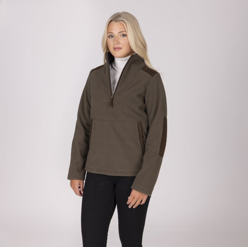 Shires Aubrion Heritage Quarter Zip Fleece Unisex Dark Olive
