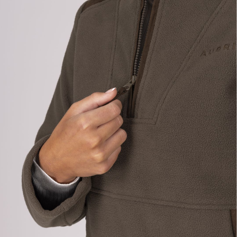 Shires Aubrion Heritage Quarter Zip Fleece Unisex Dark Olive-3