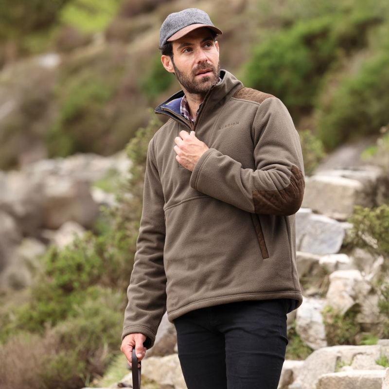 Shires Aubrion Heritage Quarter Zip Fleece Unisex Dark Olive-4
