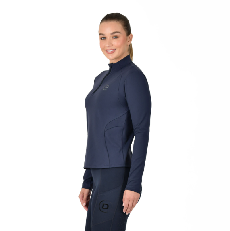 Dublin Womens Brushed Fitted Base Layer Riding Top Navy-1
