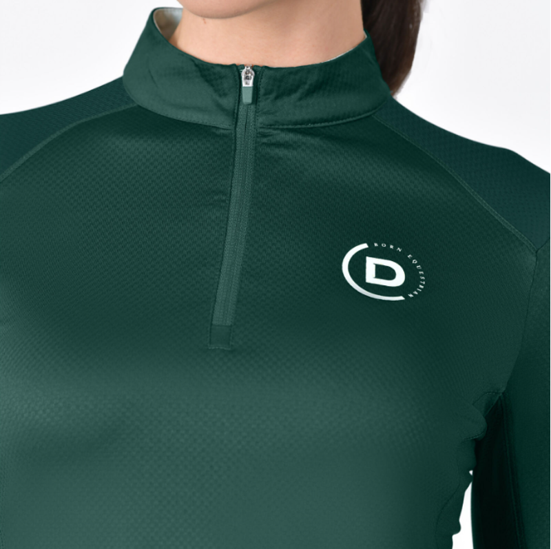 Dublin Womens Breathable Long Sleeve Riding Top Dark Emerald Green-2