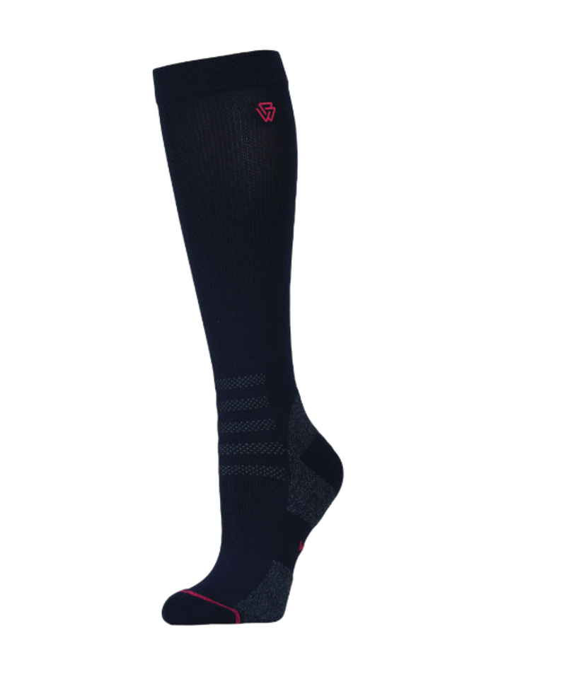 Weatherbeeta Adults Compression Knee Length Riding Sock Navy/Bright Pink