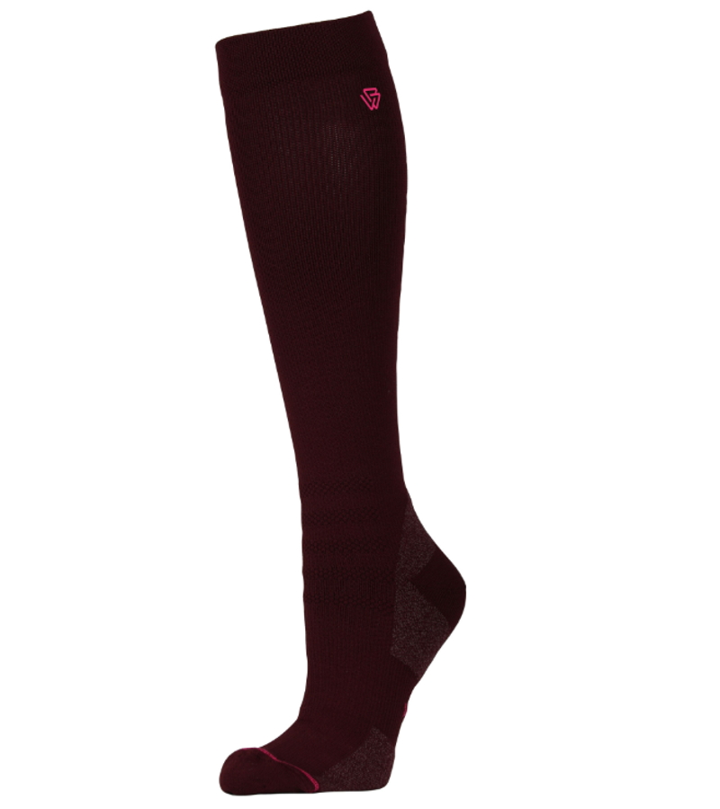 Weatherbeeta Adults Compression Knee Length Riding Sock Mulberry/Bright Pink