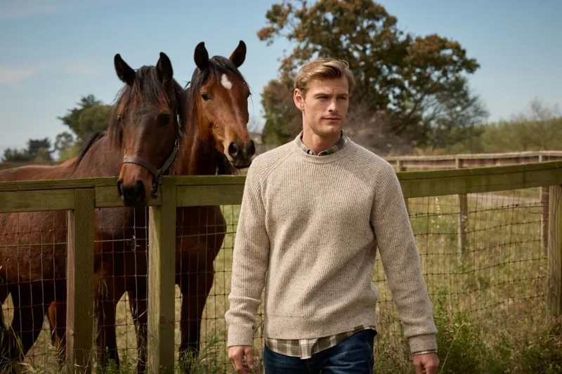 Ariat Mens Heddon Merino Jumper in Oatmeal Heather-7