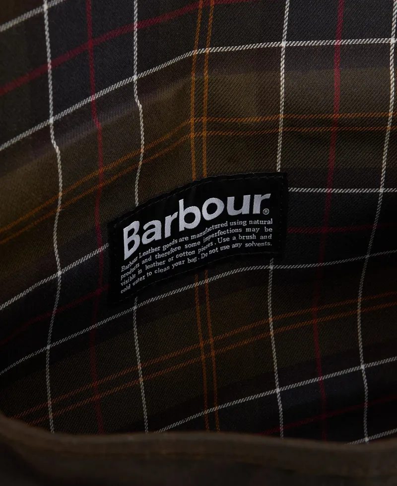 Barbour Tarras Waxed Cotton and Leather Bag in Olive-1