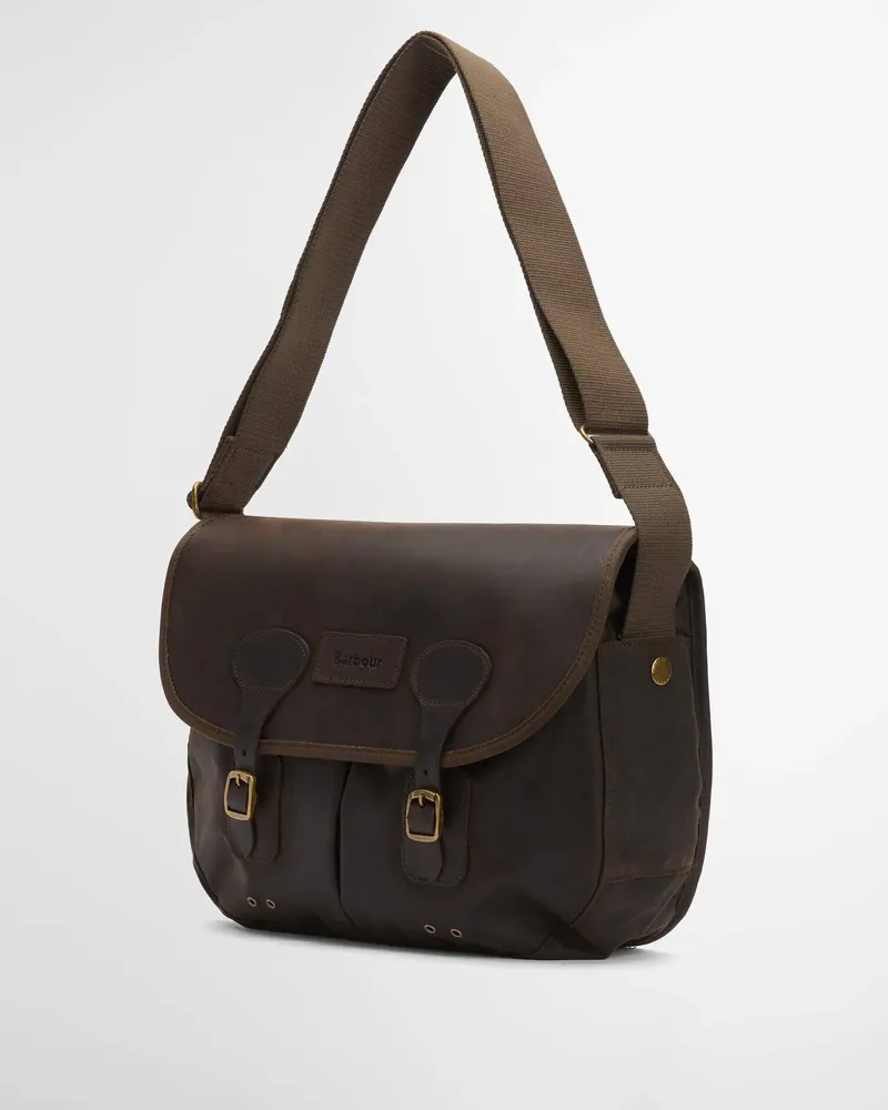 Barbour Tarras Waxed Cotton and Leather Bag in Olive-2