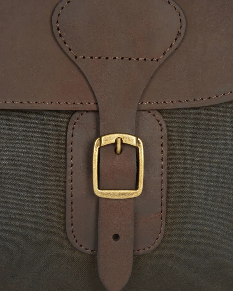 Barbour Waxed Cotton and Leather Briefcase in Olive-4