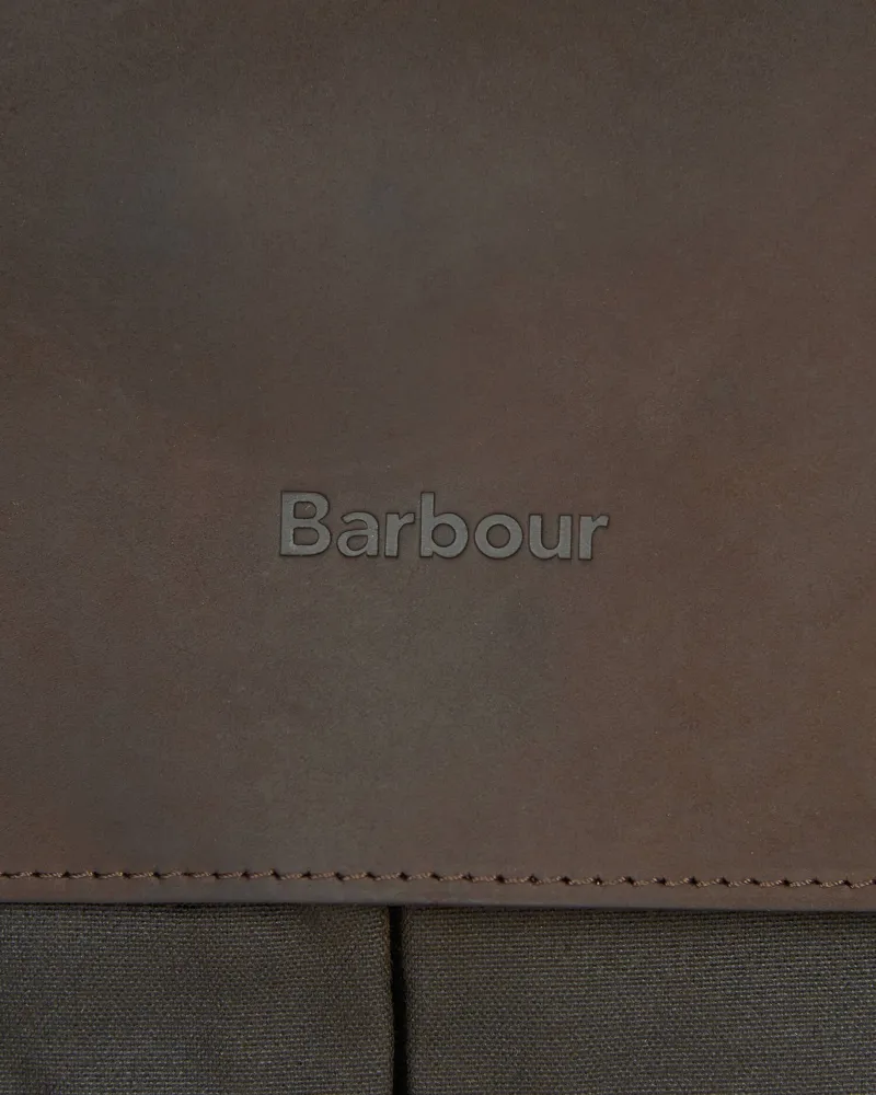 Barbour Waxed Cotton and Leather Briefcase in Olive-5