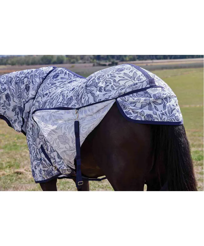Weatherbeeta Comfitec Limited Edition Fly Sheet Combo in Navy and White Floral Print-2