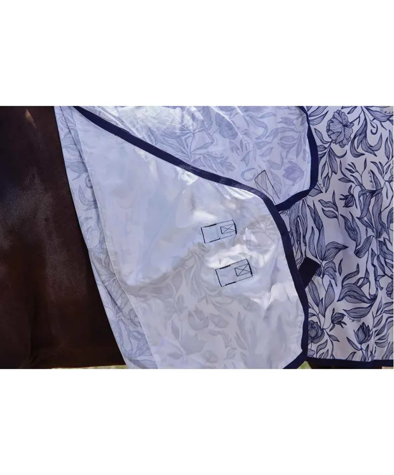 Weatherbeeta Comfitec Limited Edition Fly Sheet Combo in Navy and White Floral Print-3