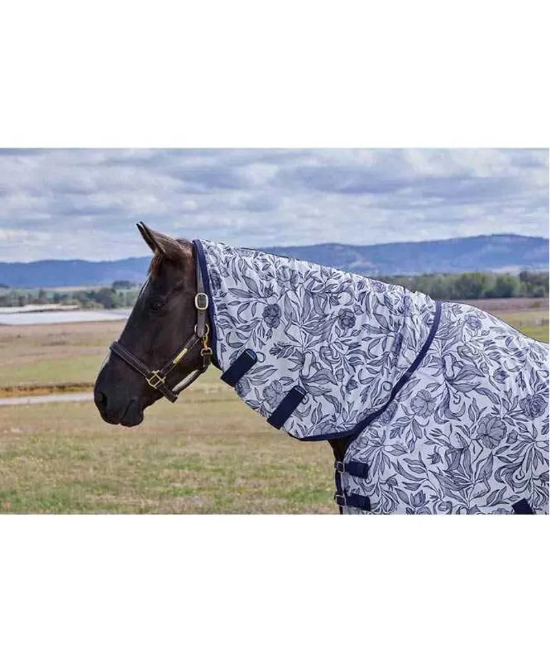 Weatherbeeta Comfitec Limited Edition Fly Sheet Combo in Navy and White Floral Print-4