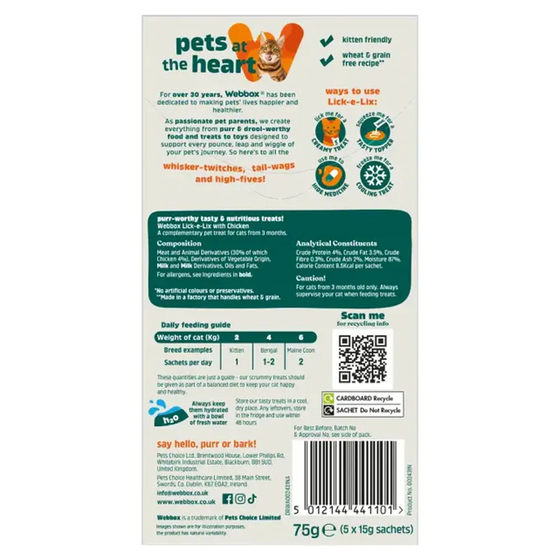 Webbox Cat Delight Lick-e-Lix Chicken Cat Treats 5 x 15g-1