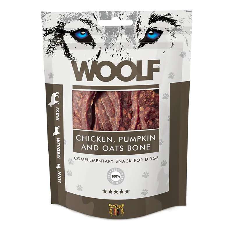 Woolf Dog Treats Chicken Pumpkin and Oats Bone 100g