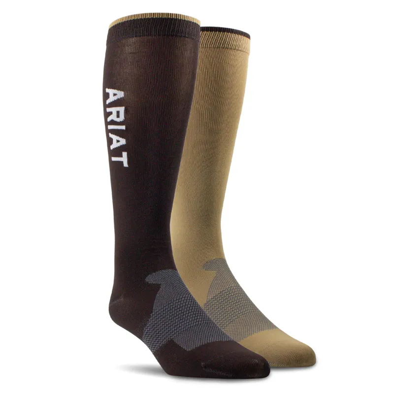 AriatTEK Essential Performance Sock 2-Pack in Brown and Olive
