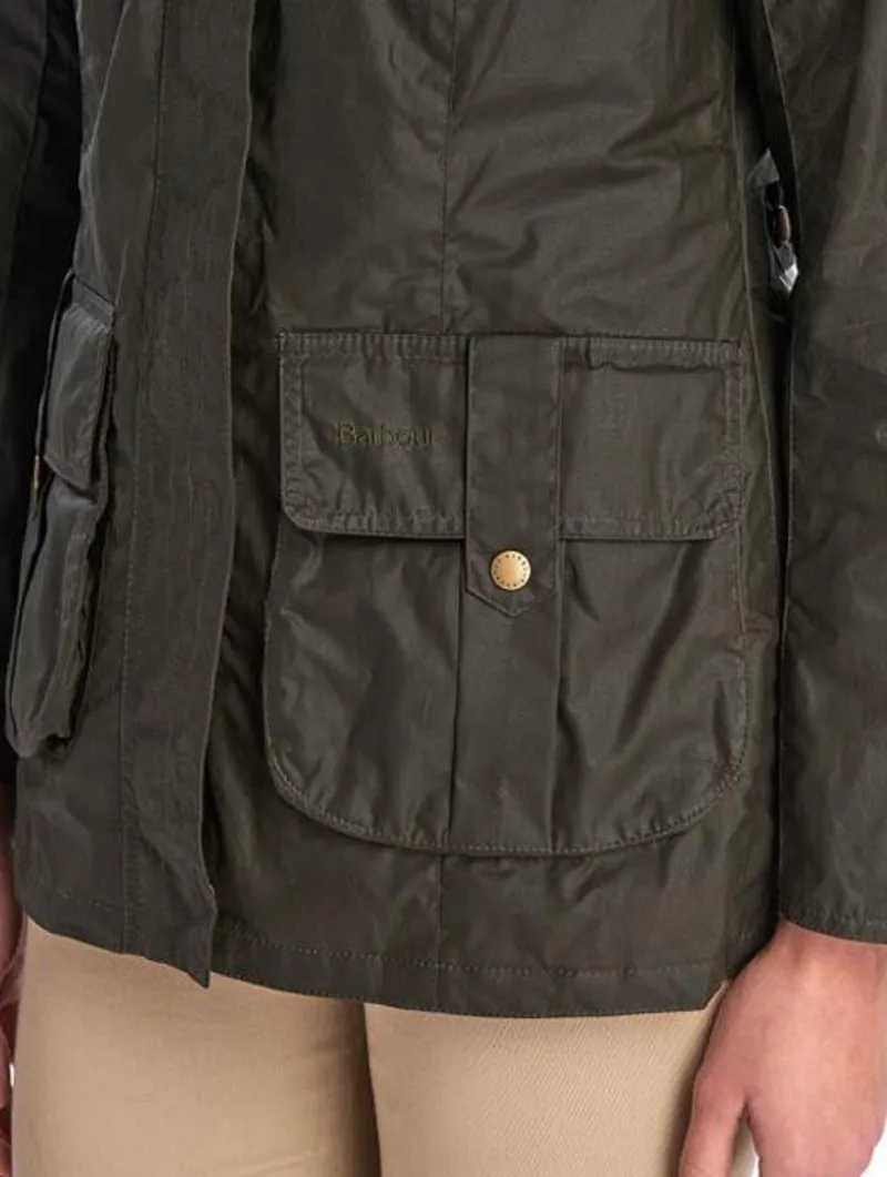 Barbour Lightweight Defence Wax Jacket for Women in Olive-5