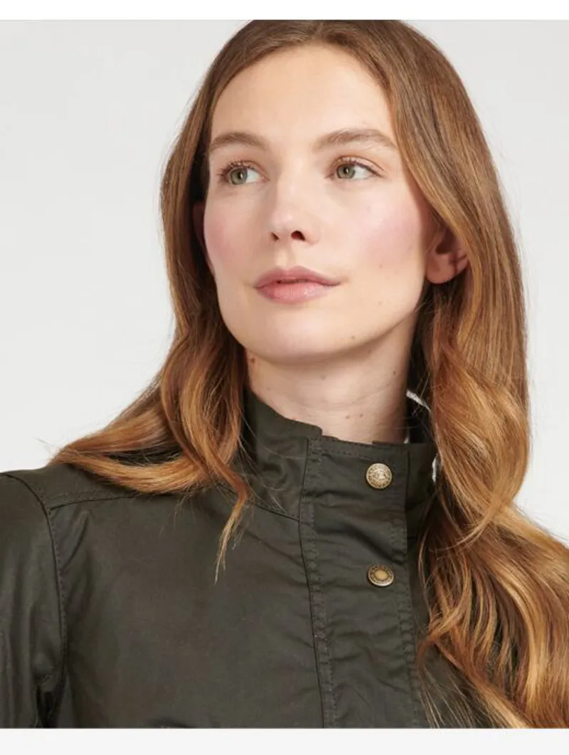 Barbour Women's Montgomery Waxed Jacket in Olive-5