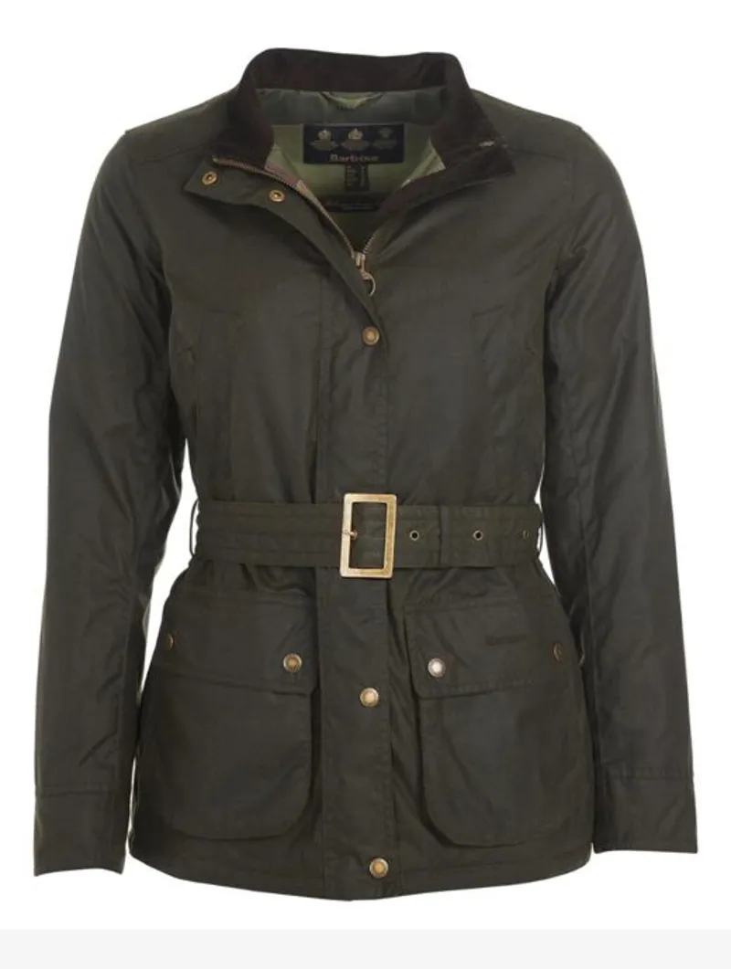 Barbour Women's Montgomery Waxed Jacket in Olive-2