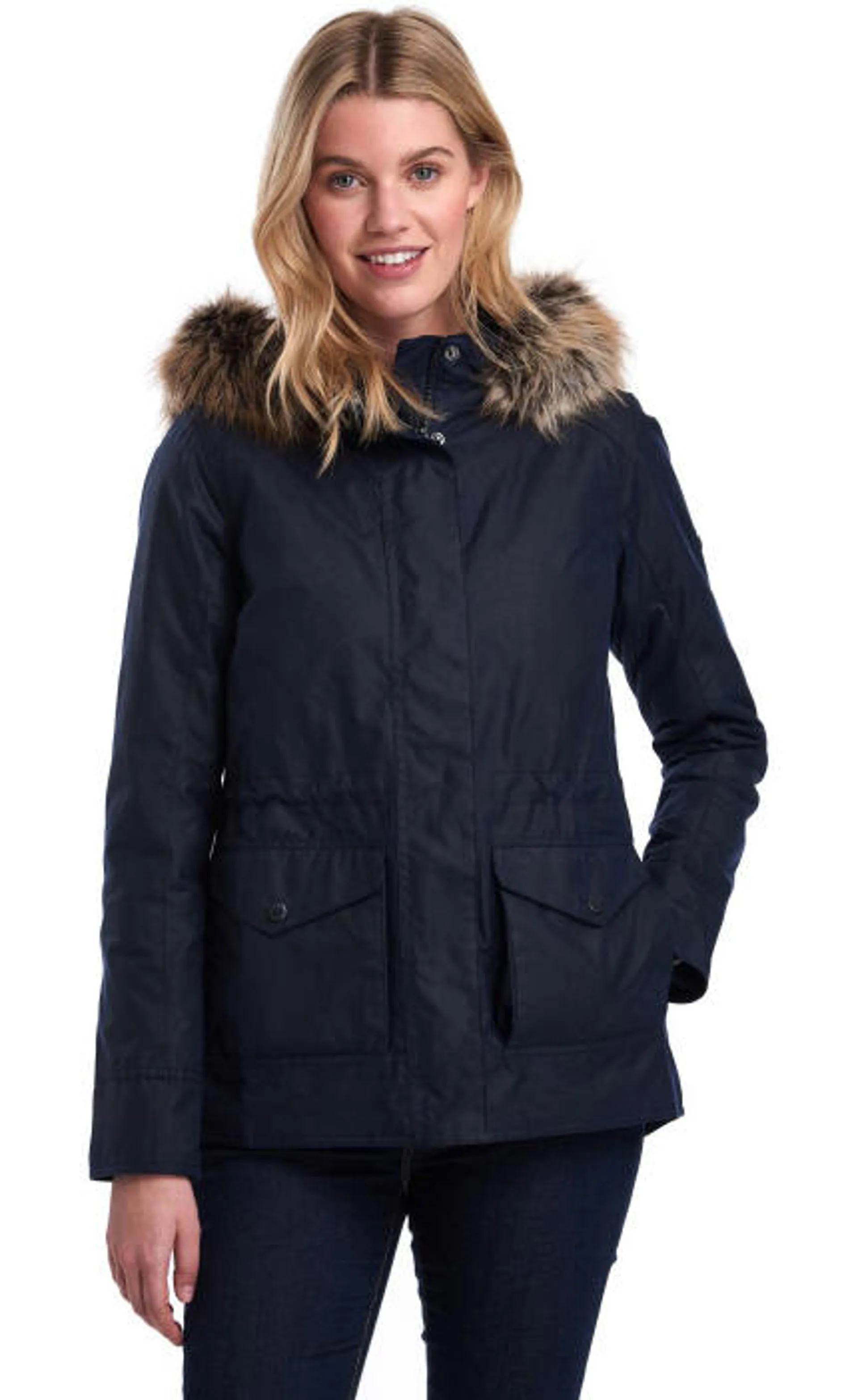 Elveden Navy Barbour Scallop Waxed Cotton Jacket Barbour Scallop