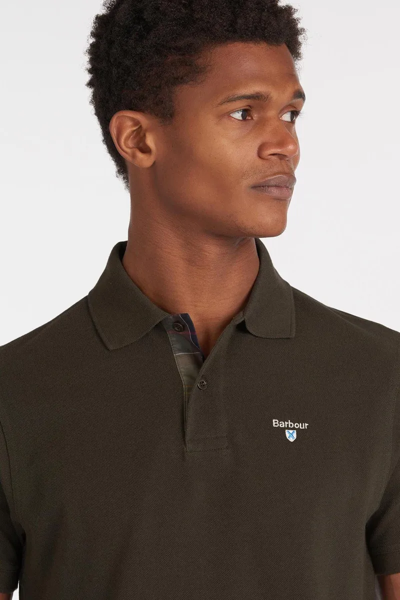 Barbour Men's Tartan Piqué Polo Shirt Forest Green-3