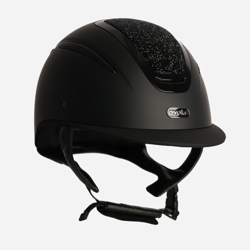 Evoke Elara Classic Peak Riding Hat Black/Jet Black Crystal-2