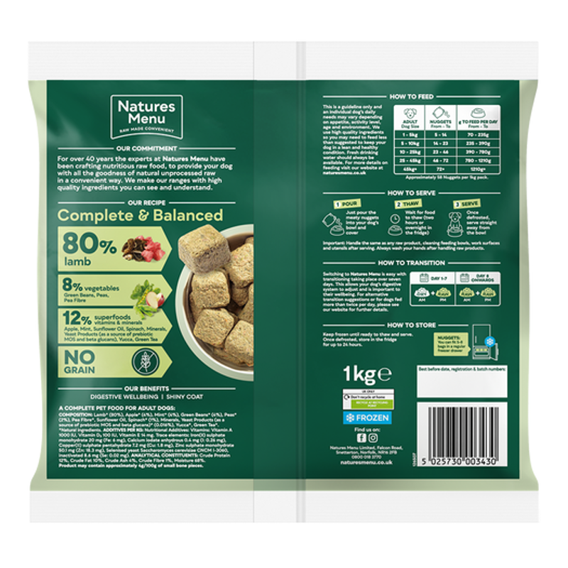 Natures Menu Complete and Balanced Raw Frozen Lamb Nuggets-1