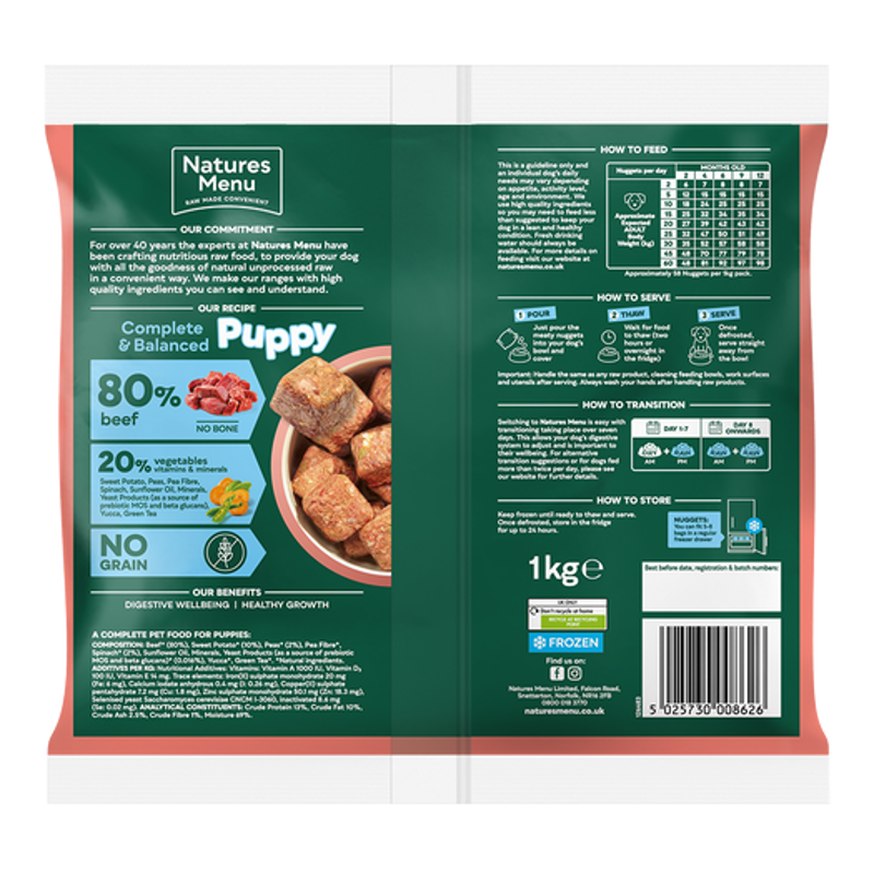 Natures Menu Raw Frozen Beef Nuggets for Puppies-1
