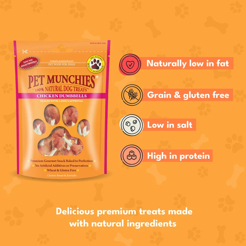 Pet Munchies Chicken and Rawhide Dumbbells Dog Treats 80g-2