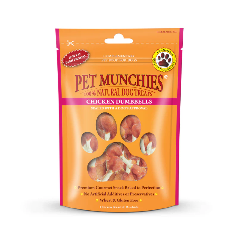 Pet Munchies Chicken and Rawhide Dumbbells Dog Treats 80g