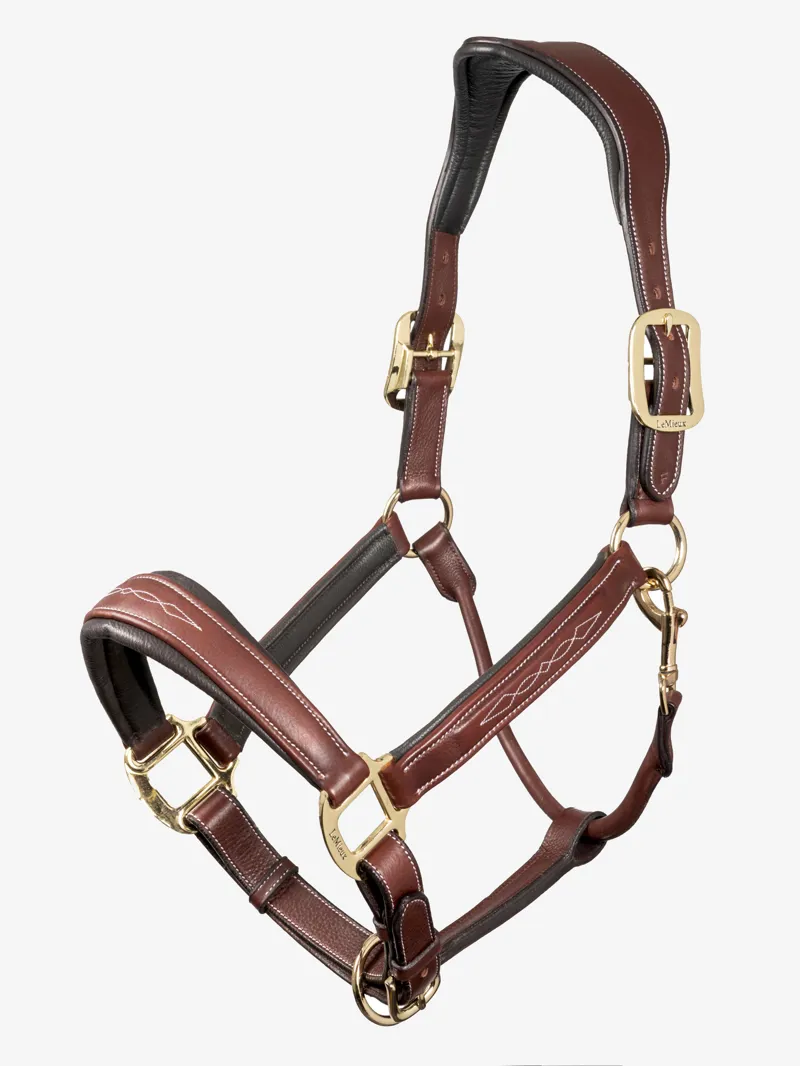 LeMieux Stitched Leather Headcollar in Brown