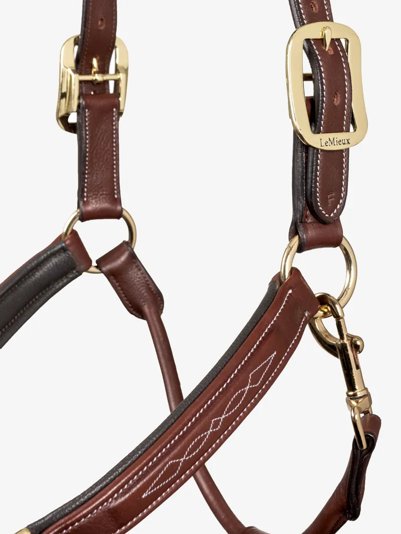 LeMieux Stitched Leather Headcollar in Brown-4