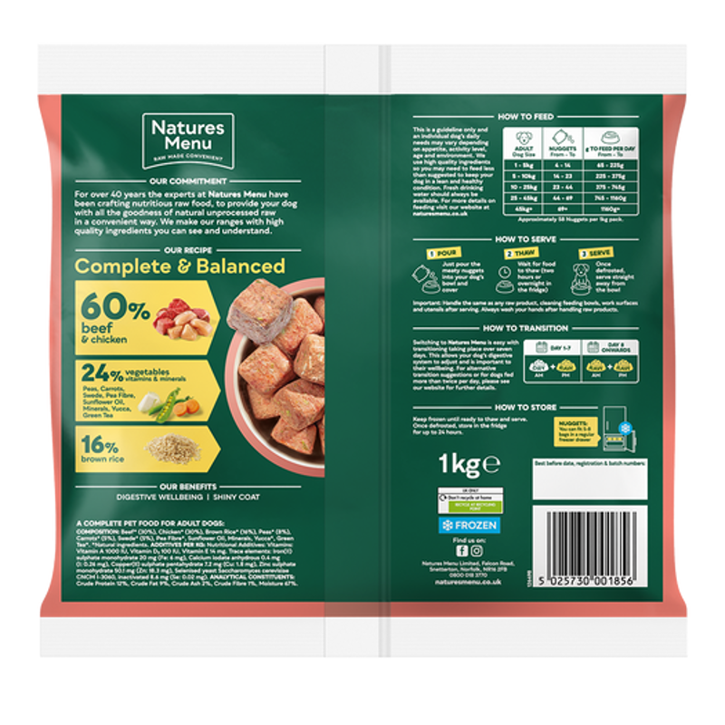 Natures Menu Complete and Balanced Raw Frozen Beef and Chicken Nuggets-1