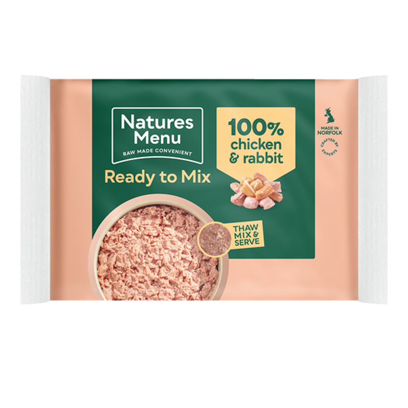 Natures Menu Raw Frozen 100% Chicken and Rabbit Block 400g