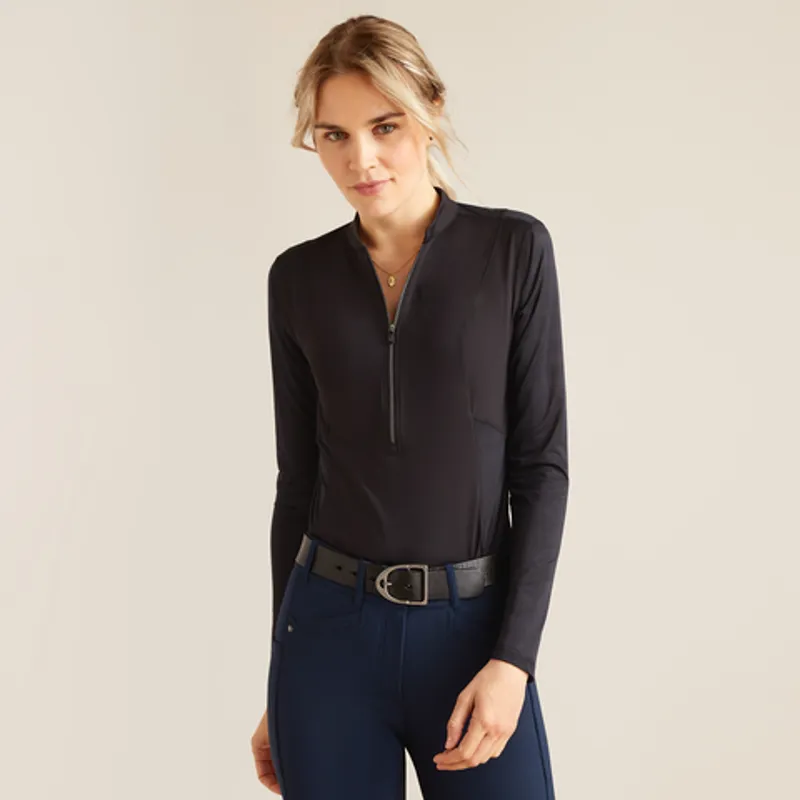 Ariat Womens Breathe 1/4 Zip Long Sleeve Base Layer Black