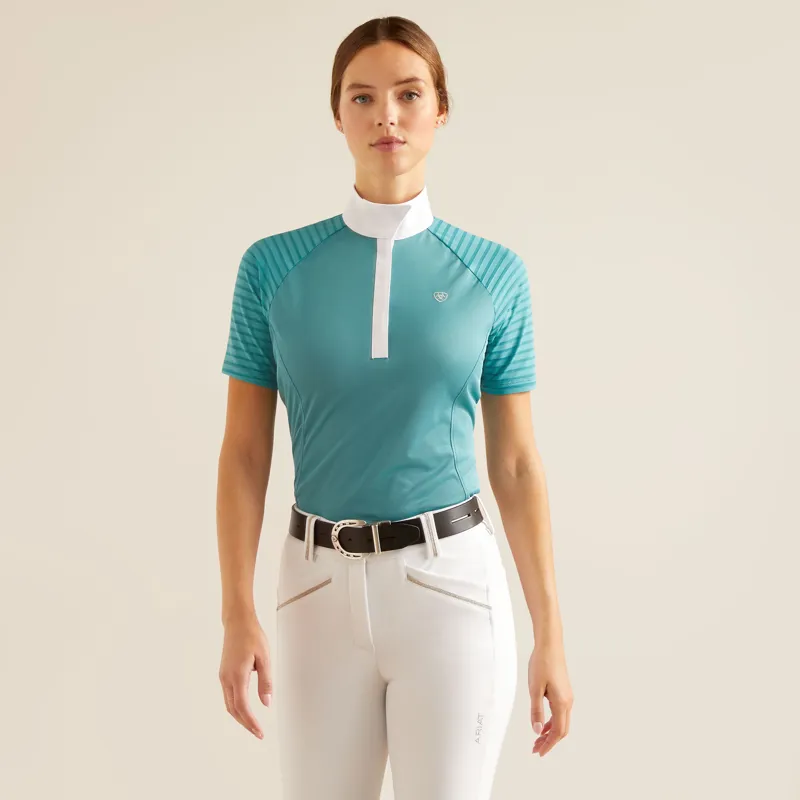 Ariat Womens Aptos Vents Short Sleeve Show Shirt Brittany Blue